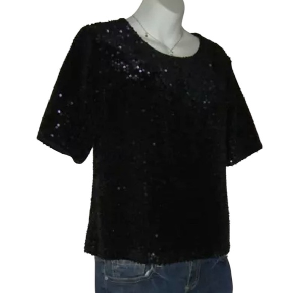 Ann Taylor Blouse Sequin Glam Art Deco Evening Party Shirt Business Work Preppy - Picture 2 of 9